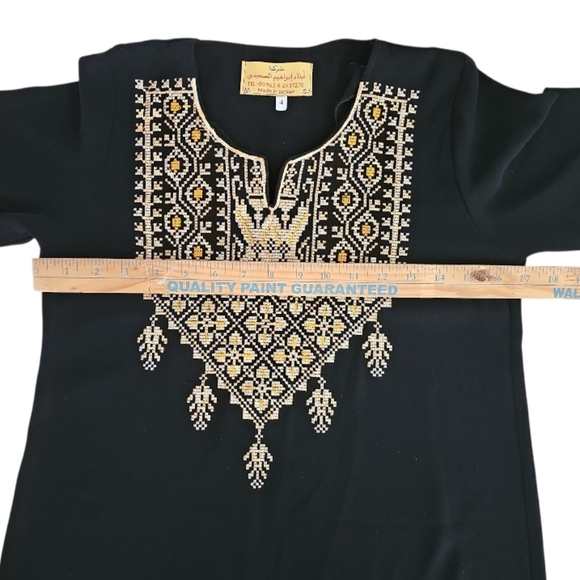 Abyaa Black Embroidered Abaya Dress Made in Jordan Modest Ramadan Eid Kaftan SzS - Picture 10 of 15